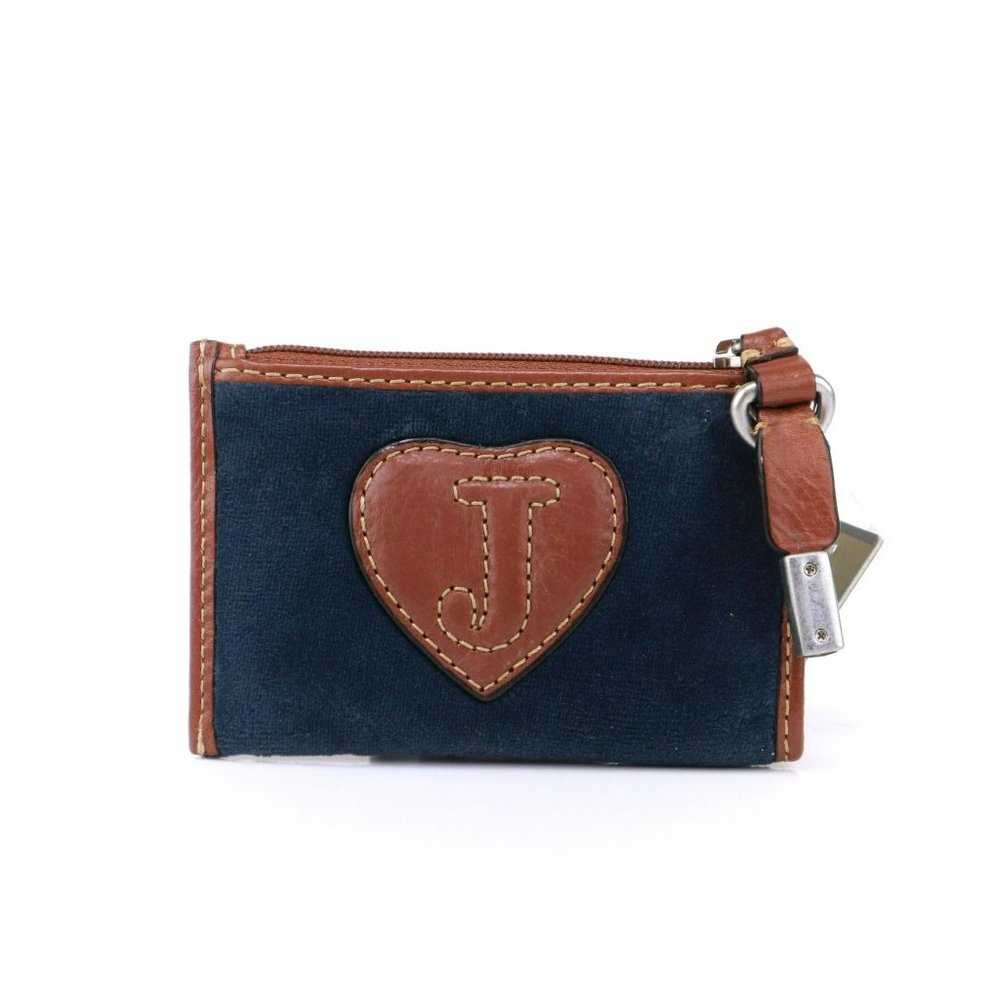 MWT Juicy Couture Coin Case Velour Flower Navy Pink - Picture 4 of 7